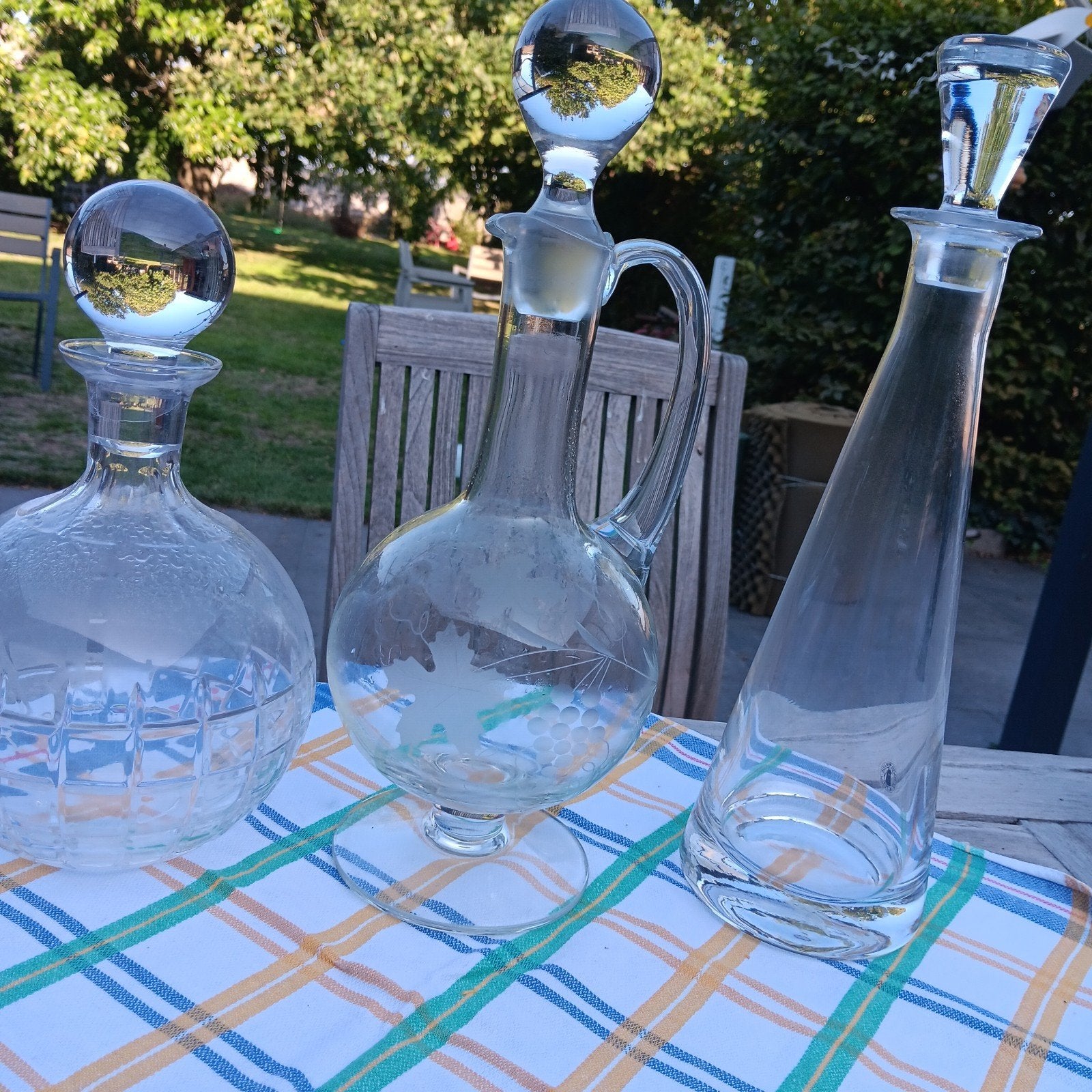 9 glazen karaffen, Antiek en Kunst, Ophalen