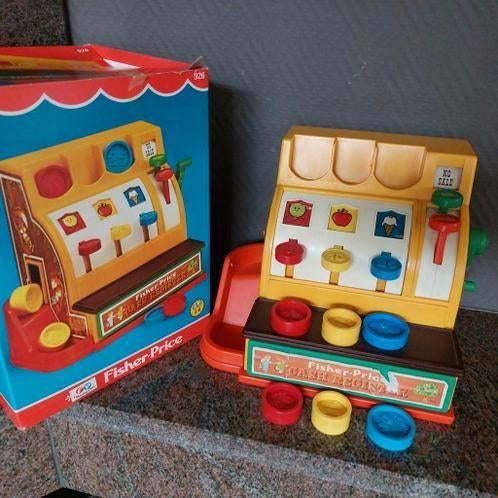 Fisher price, retro kassa met de 6 munten*VINTAGE*, Kinderen en Baby's, Ophalen of Verzenden