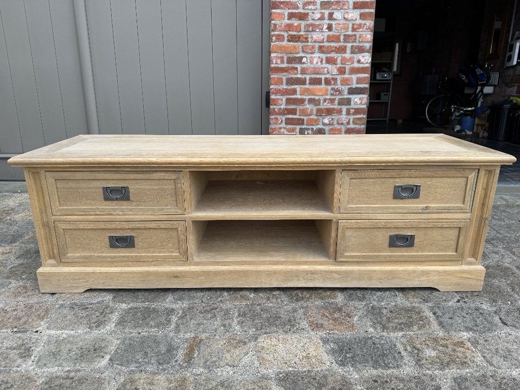 Landelijk eiken tv-meubel - In goede gebruikte staat, Comme neuf, 50 à 100 cm, Chêne, Landelijke stijl