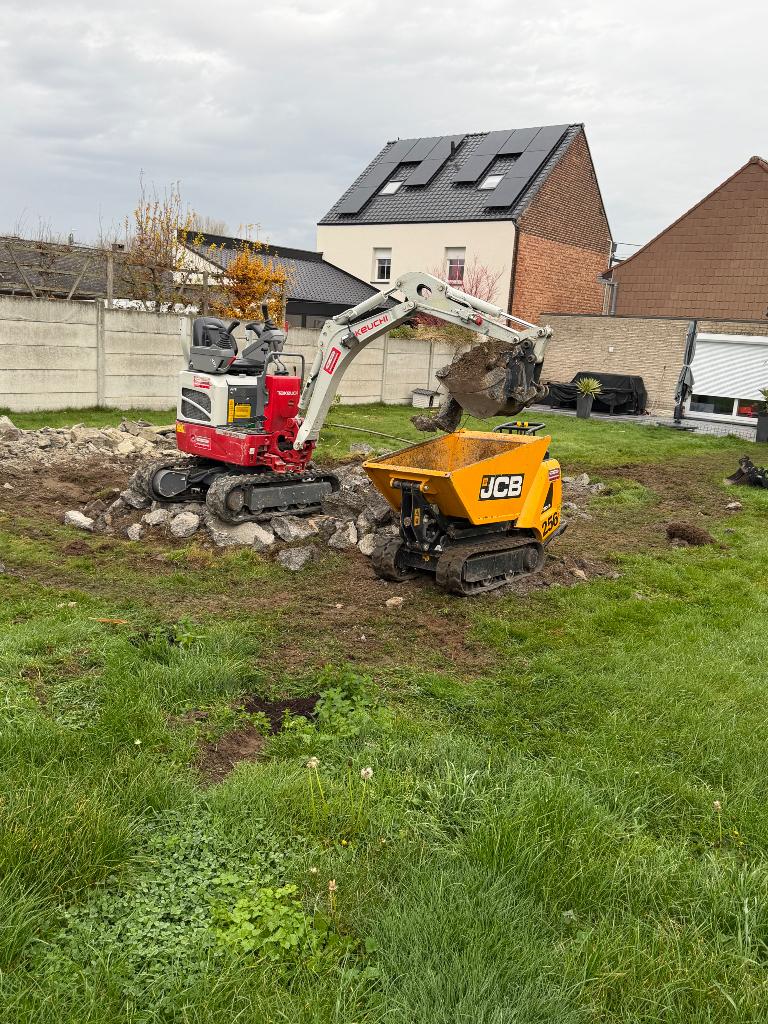 Tuinenleuckx minitractor werktuigen kraan & chauffeur tehuur, Ophalen, Kraan