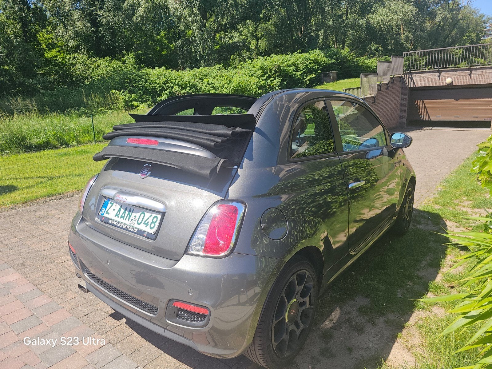 FIAT 500 CABRIO 1.2 SPORT, Auto's, Fiat, Zwart, 4 cilinders, Parkeersensor, Leder en Stof