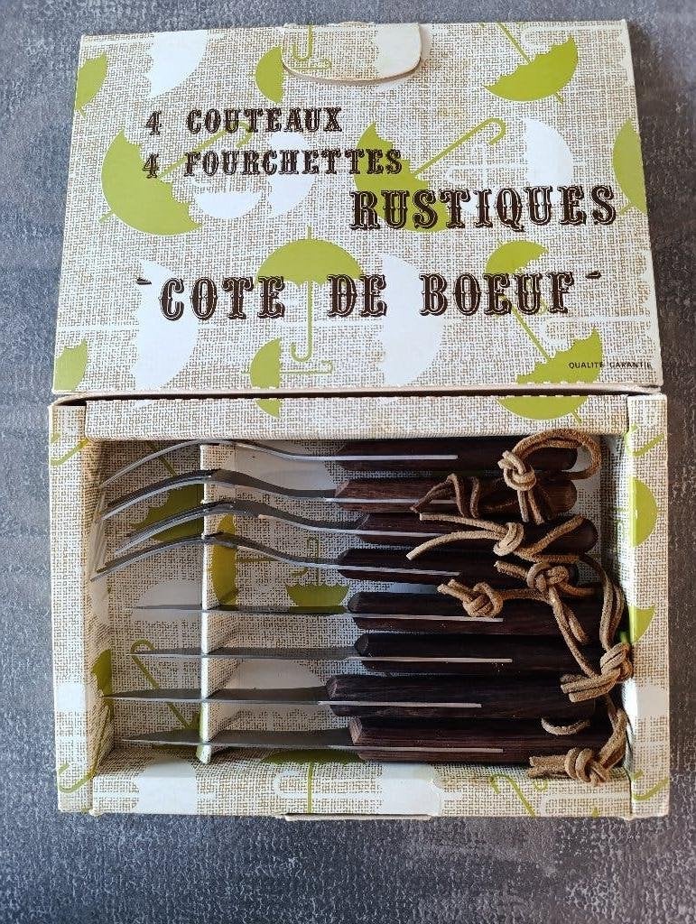 Couverts à steak en inox couteaux et fourchettes, Ophalen of Verzenden, Zo goed als nieuw, Hout, Bestekset