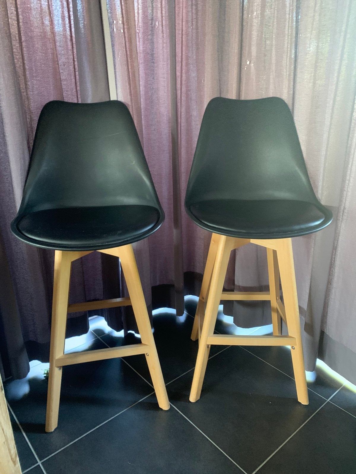 2 barstoelen, 2 tabourets, Enlèvement, Utilisé, Bois