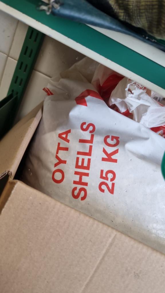 Gratis gemalen oesterschelpen, Ophalen, Zo goed als nieuw