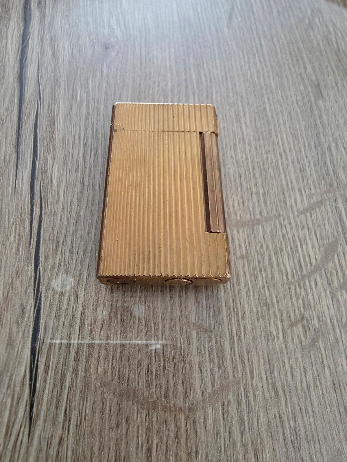 Authentique Briquet S.T. DUPONT Ligne 1 - Plaqué Or Vintage, Enlèvement ou Envoi, Utilisé, Briquet