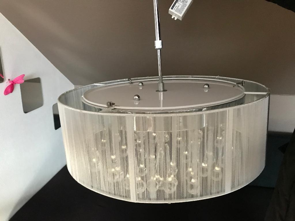 HANGLAMP Ursal metaal/zilver, Huis en Inrichting, Ophalen, Zo goed als nieuw, Glas