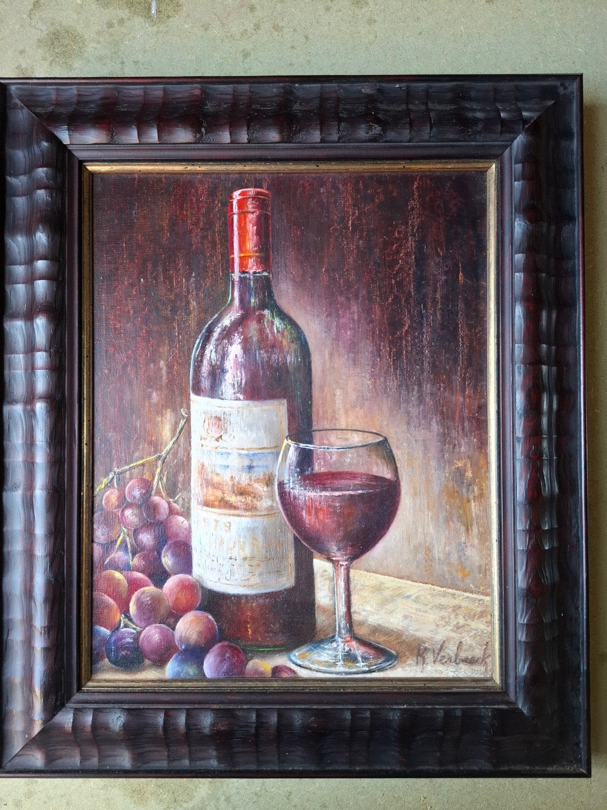 tableau Wine Phases de R Verbeeck 35x40, Antiquités & Art, Enlèvement, Peint à la main, Impression