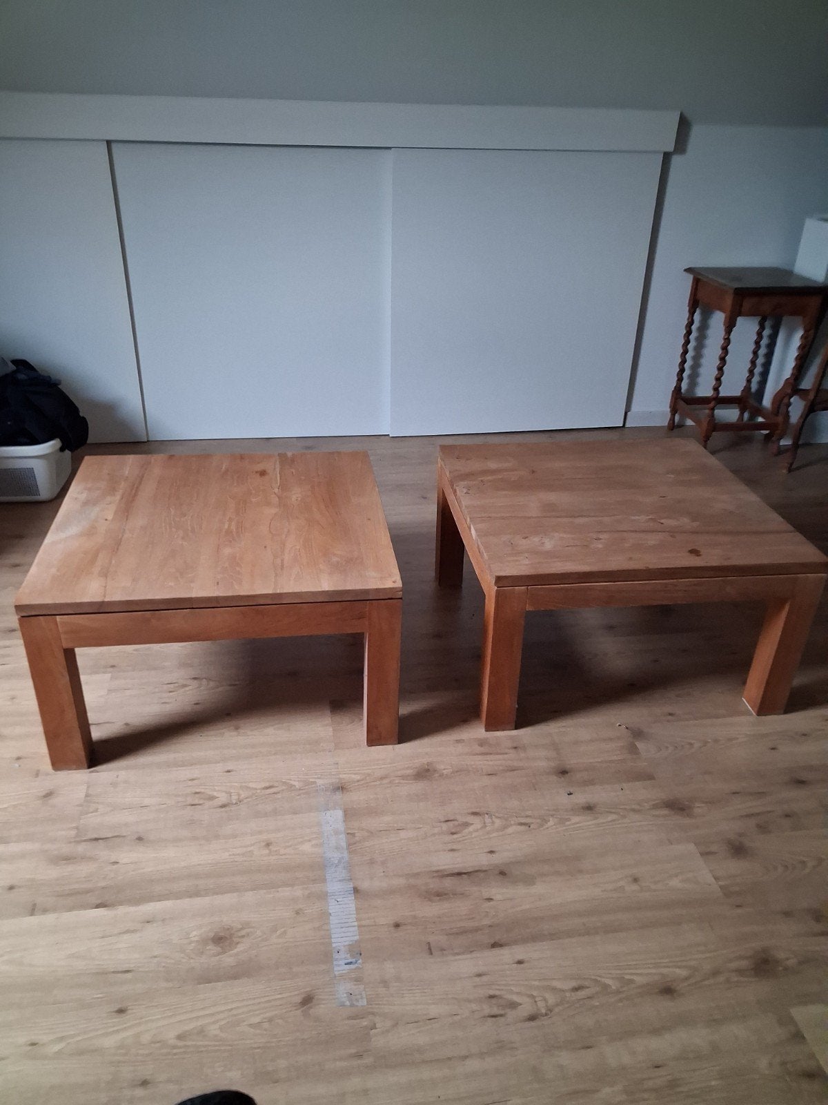 twee teakhouten tafels, Ophalen