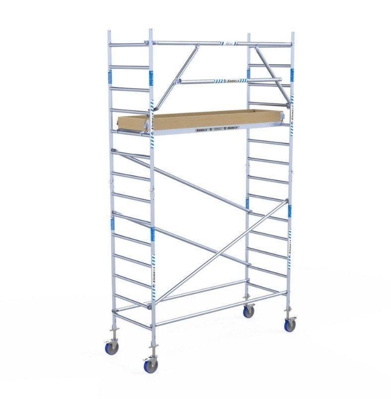 Rolsteiger alu 90x250 - 5,2m werkhoogte, Doe-het-zelf en Bouw, Steigers, Ophalen, Zo goed als nieuw, Rolsteiger of Kamersteiger