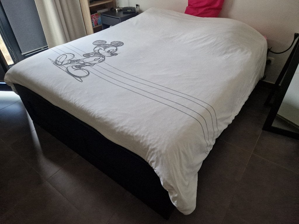 Tweepersoonsbed (160 cm) met lattenbodems en matrassen, Ophalen, Zwart, Tweepersoons, 200 cm