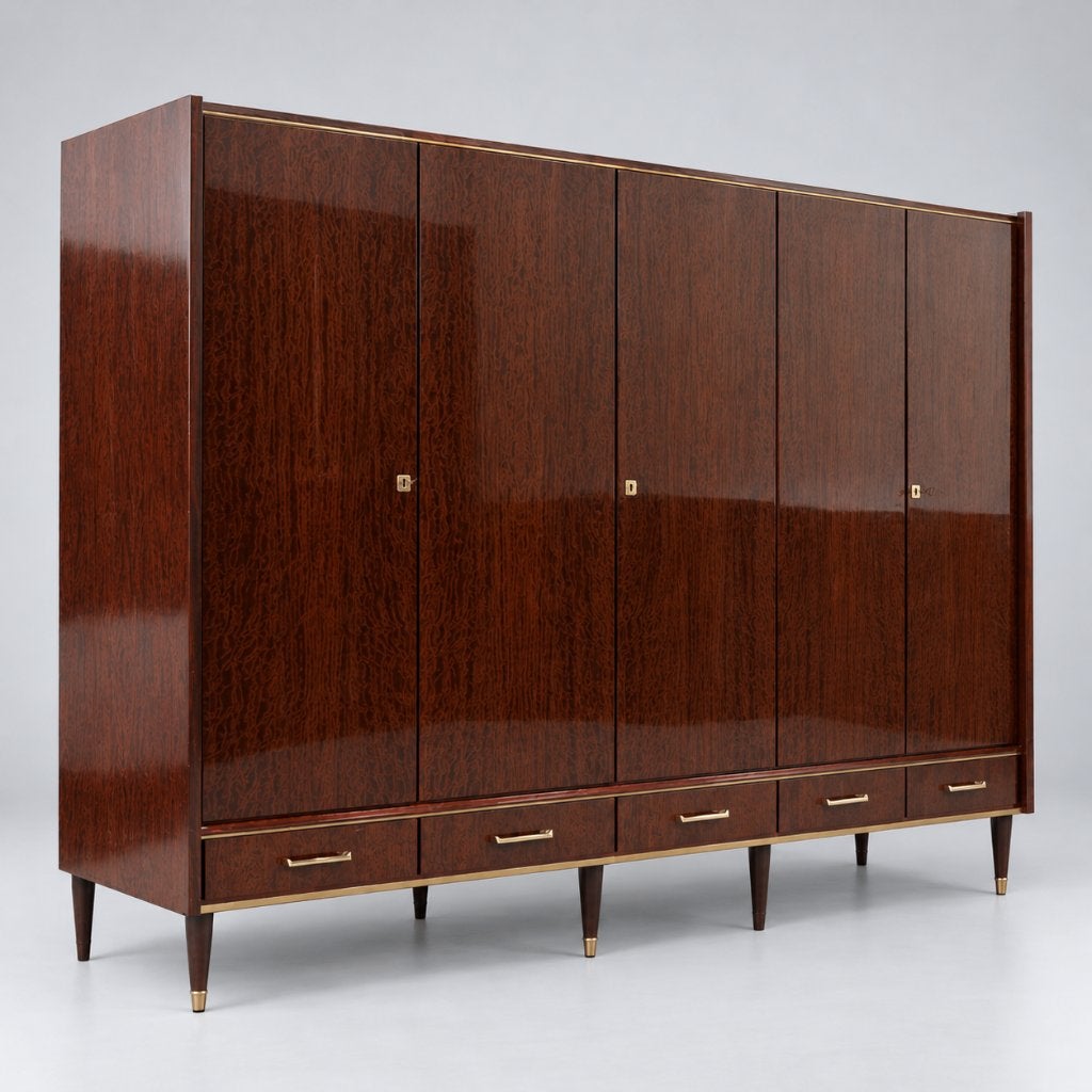 Grote vintage kledingkast linnenkast jaren '50 '60 design, Ophalen of Verzenden