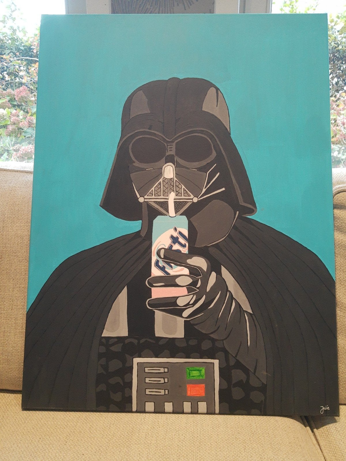 Darth Vader met fristi, Enlèvement, Peinture acrylique