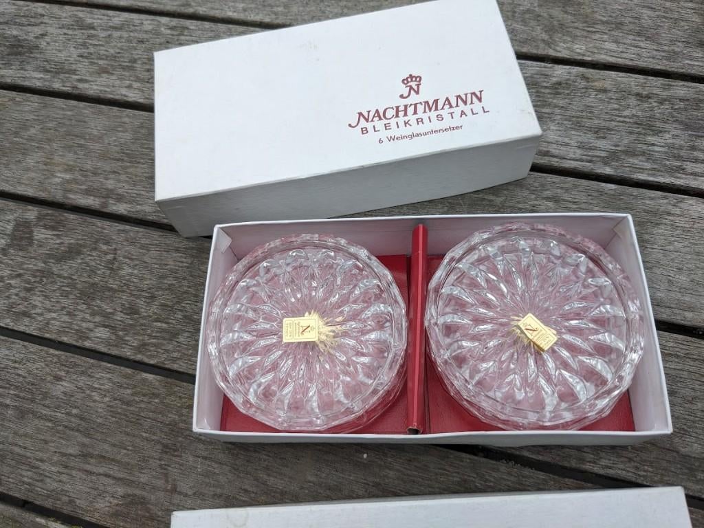 12 kristallen wijnglasonderzetters, Enlèvement, Neuf, Cristal, Autres types