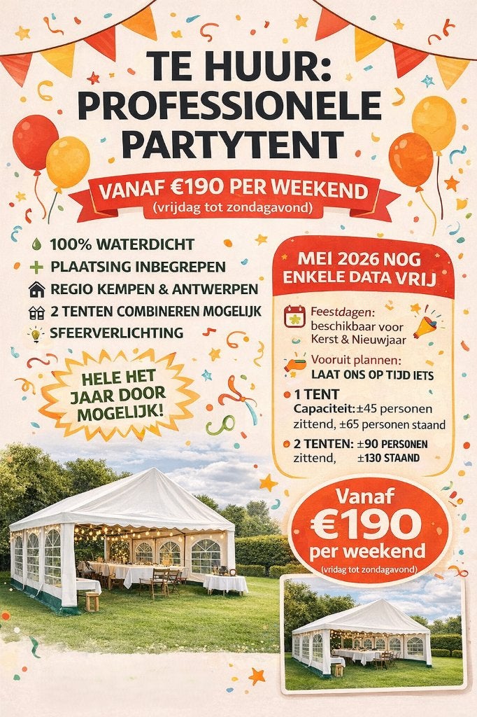 TE HUUR / professionele partytent 5 x 8 meter ook groter, Tuin en Terras, Partytenten, Zo goed als nieuw, Partytent, 2 meter of meer