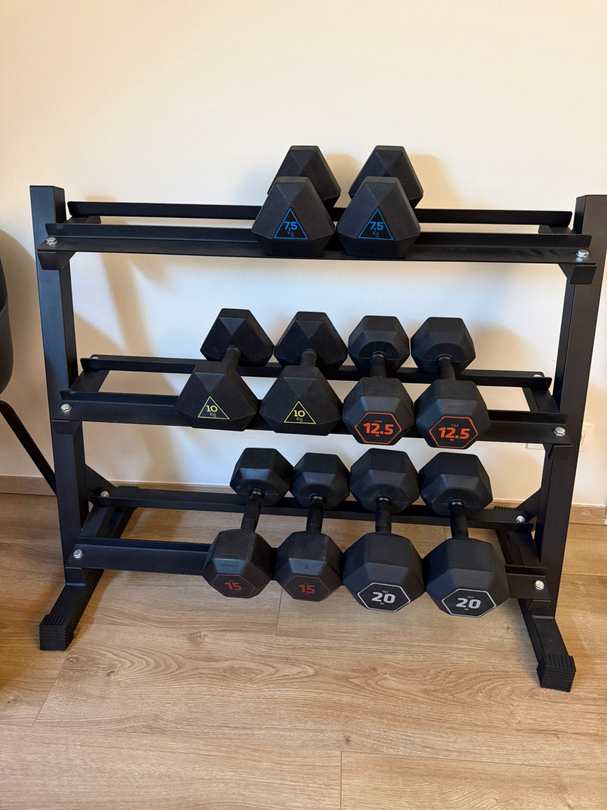Dumbells rubber + fitnessbank, Sport en Fitness, Ophalen, Zo goed als nieuw, Fitnessbank