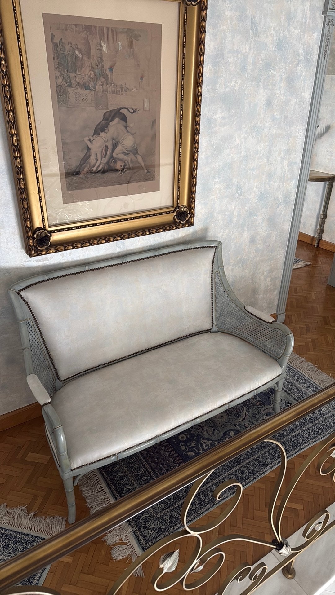 Assise rembourrée en rotin cannage (osier tressé), Maison & Meubles, Moins de 75 cm, Osier ou Rotin, Comme neuf, Enlèvement