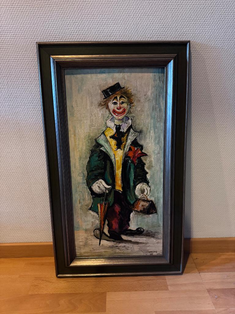 Clown schilderij vintage, Antiek en Kunst, Kunst | Schilderijen | Klassiek, Ophalen