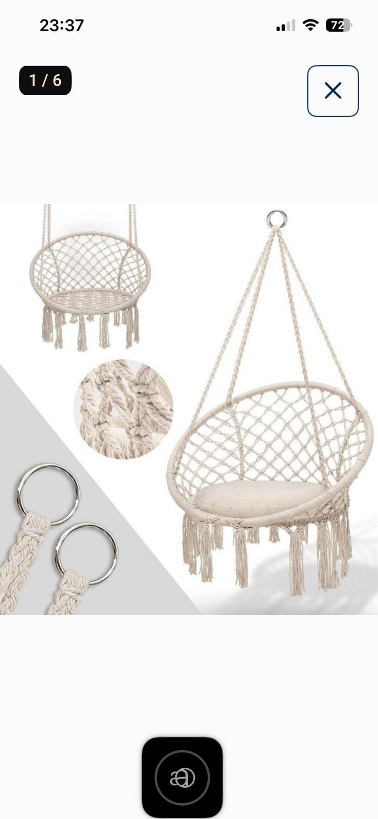 Hangstoel, Jardin & Terrasse, Hamacs, Pliable, Une personne, Comme neuf, Enlèvement