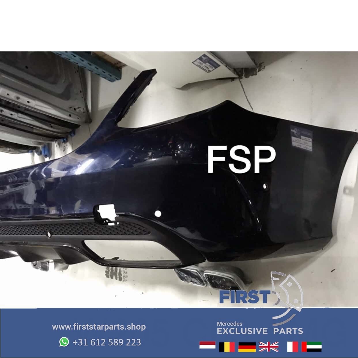 W205 C63 AMG ACHTERBUMPER + DIFFUSER Mercedes C Klasse 2014-, Gebruikt, -, Ophalen of Verzenden, Achter