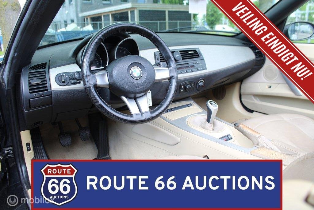BMW Z4 2.0i | 2005 | Route 66 Auctions, Auto's, BMW, Gebruikt, Zwart, Bedrijf, Handgeschakeld