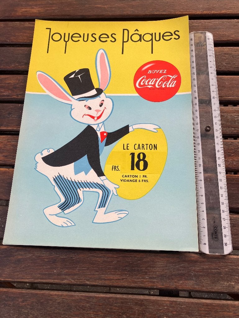 Ancienne PLV caron publicitaire Coca Cola (50's60's), Collections, Enlèvement ou Envoi, Comme neuf, Panneau publicitaire