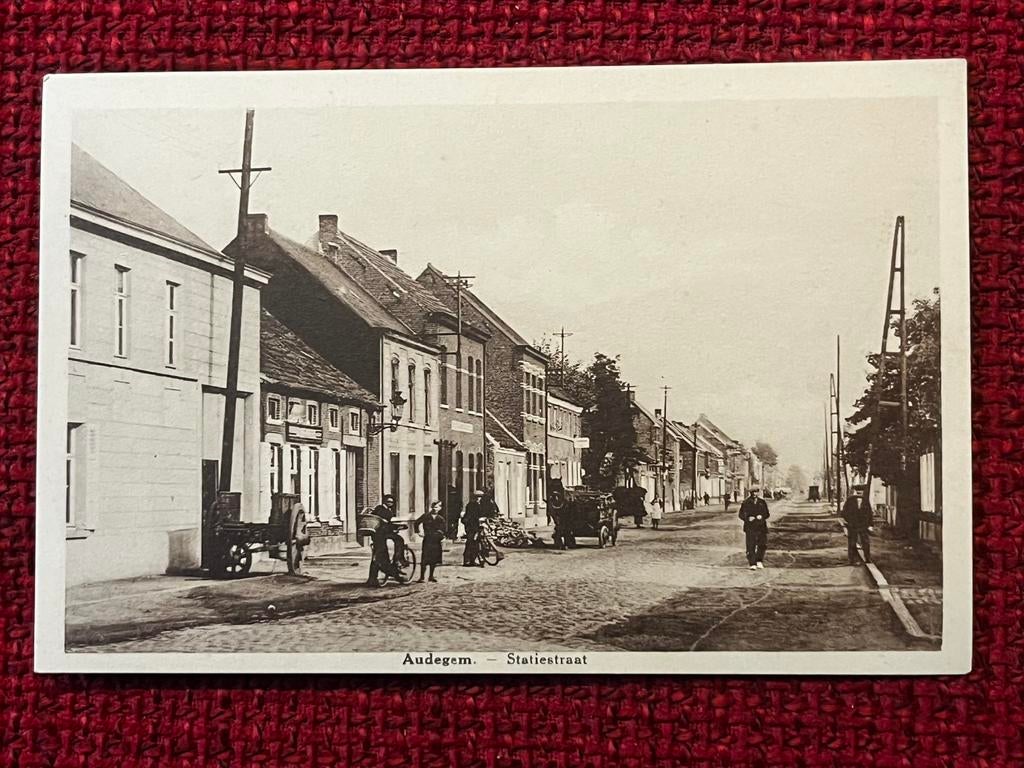 Oude postkaart Audegem, Statiestraat Oudegem, Ophalen of Verzenden