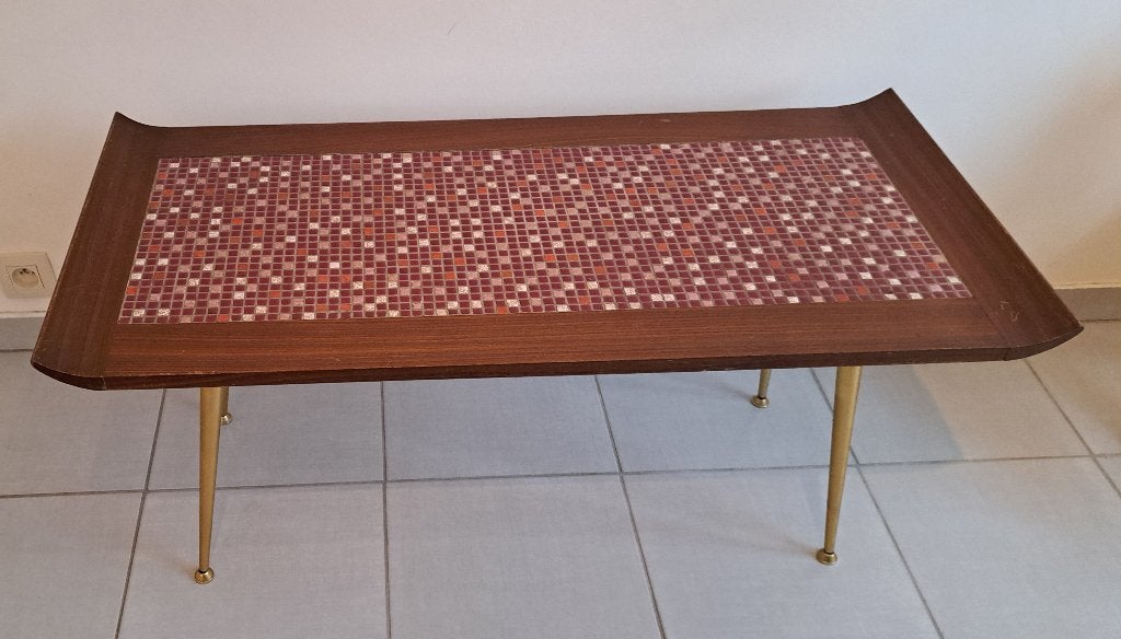 Vintage teakhouten salontafel, Huis en Inrichting, Tafels | Salontafels, Ophalen, Minder dan 50 cm, Gebruikt, 50 tot 100 cm