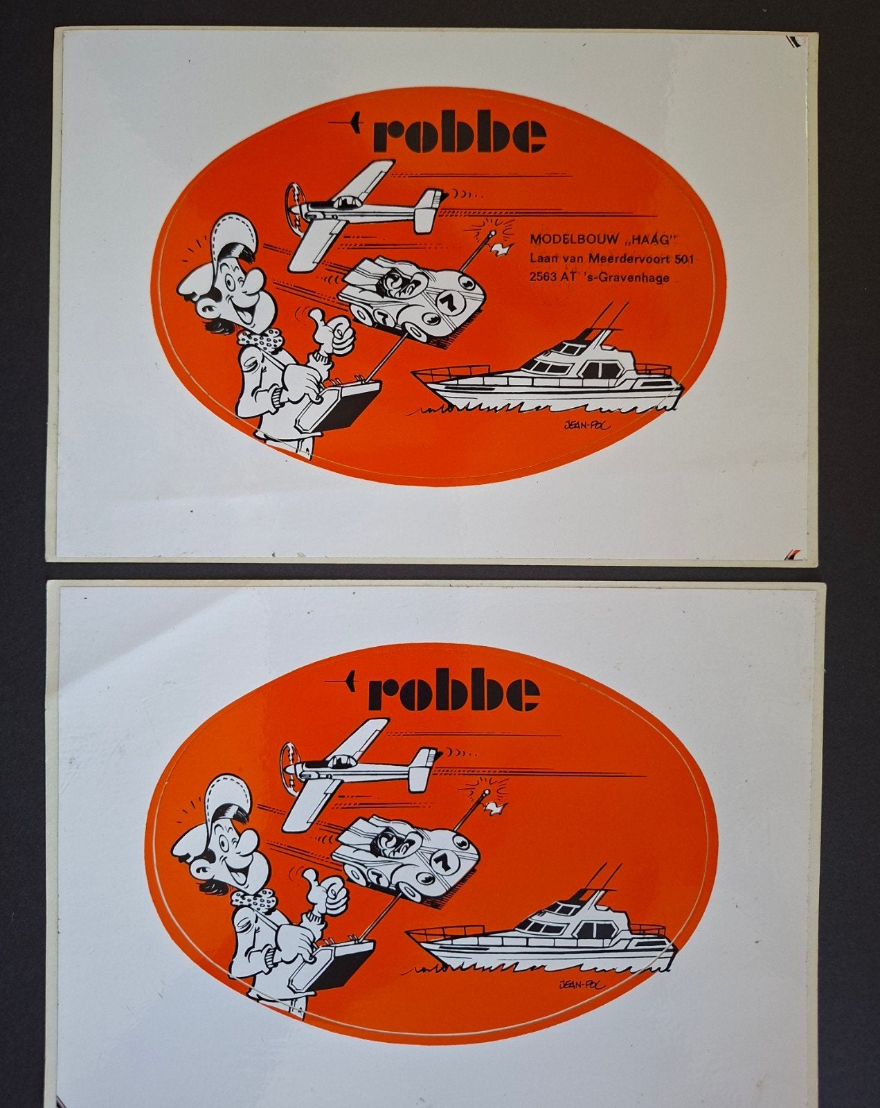Jean-Pol stickers Robbe moddelbouwclub - ovale versie, Ophalen of Verzenden, Zo goed als nieuw, Strip of Tekenfilm