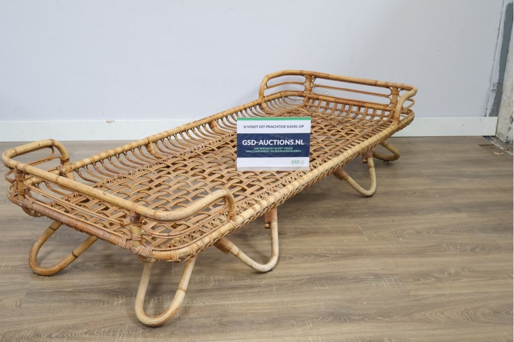 Rattan daybed - Rohé Noordwolde - 1950s, Enlèvement ou Envoi