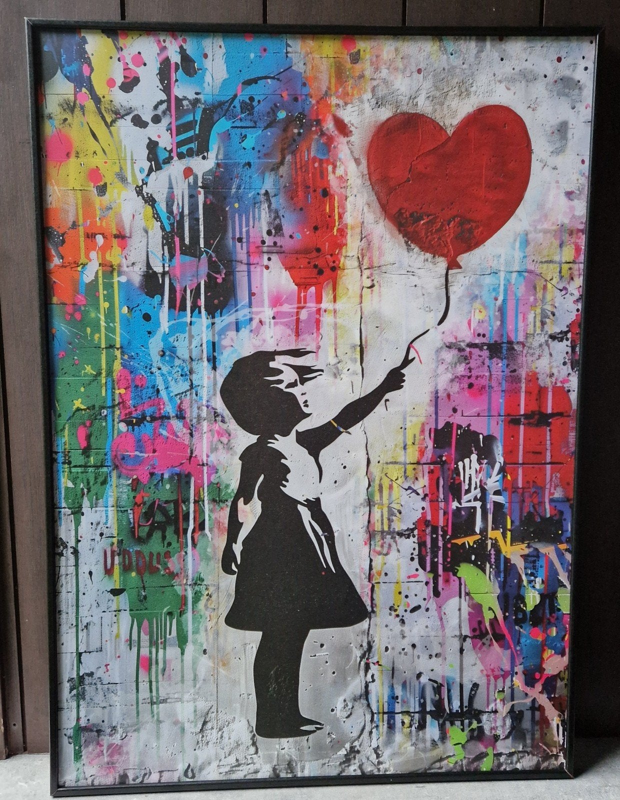Banksy - Girl with Balloon | Litho Reproductie (50 x 70 cm), Antiquités & Art, Art | Lithographies & Sérigraphies, Encadré, Enlèvement