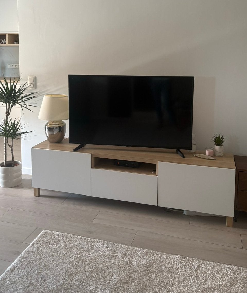 Meuble TV salon blanc bois, Moins de 100 cm, 150 à 200 cm, Comme neuf, Enlèvement
