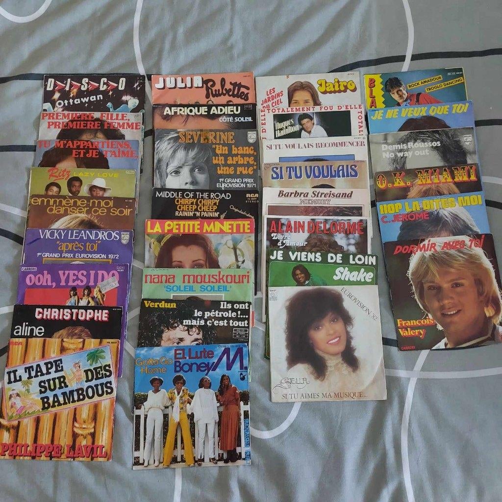 lot de 30 vinyles vintage 45 tours, Ophalen, Gebruikt