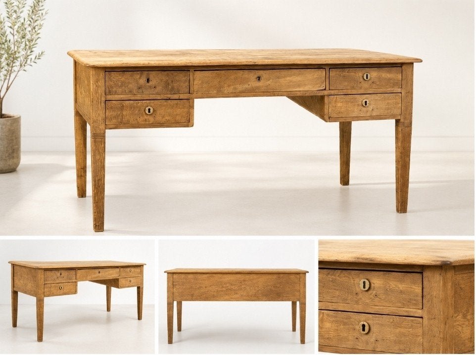 Massief eiken bureau, Antiek en Kunst, Ophalen