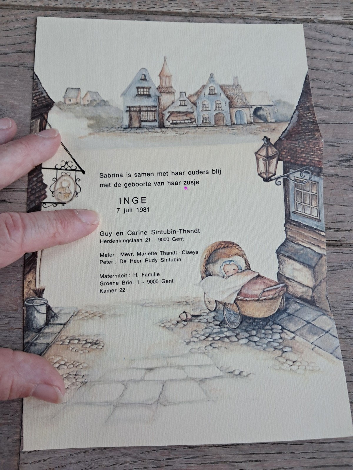 Carte de naissance, 7 juillet 1981, Inge Sintubin, Gand, Enlèvement ou Envoi, Carte de naissance