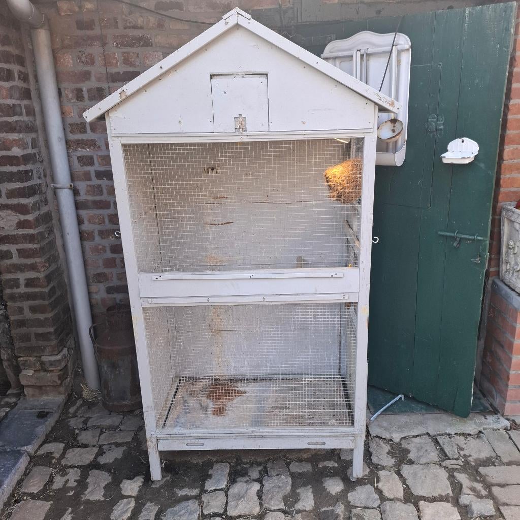 Buiten/ binnen vogelkooi, Ophalen, Gebruikt, Hout, Vogelkooi