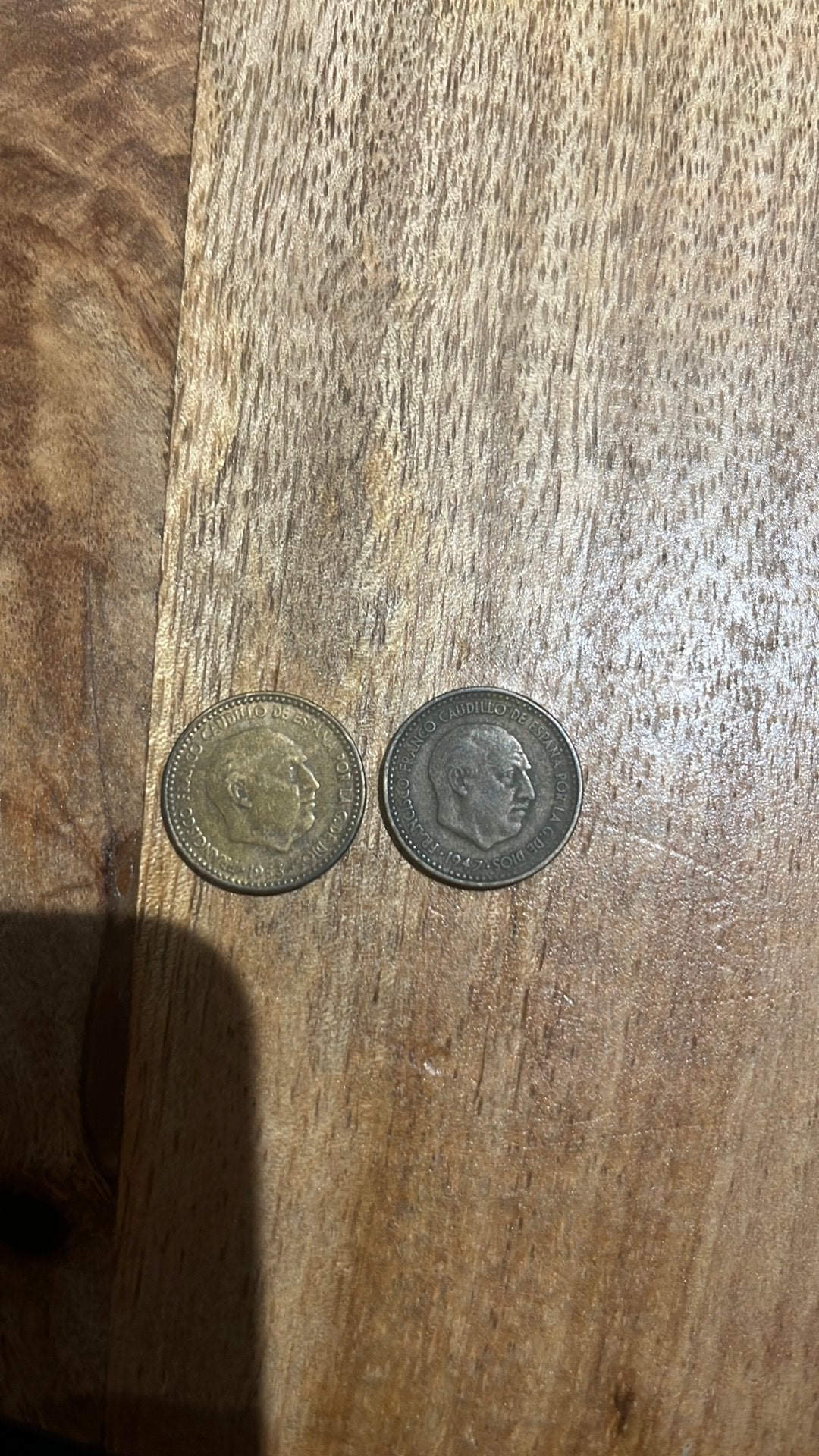 Spanje 2x Una Peseta 1947-1953 In de ster, Ophalen of Verzenden