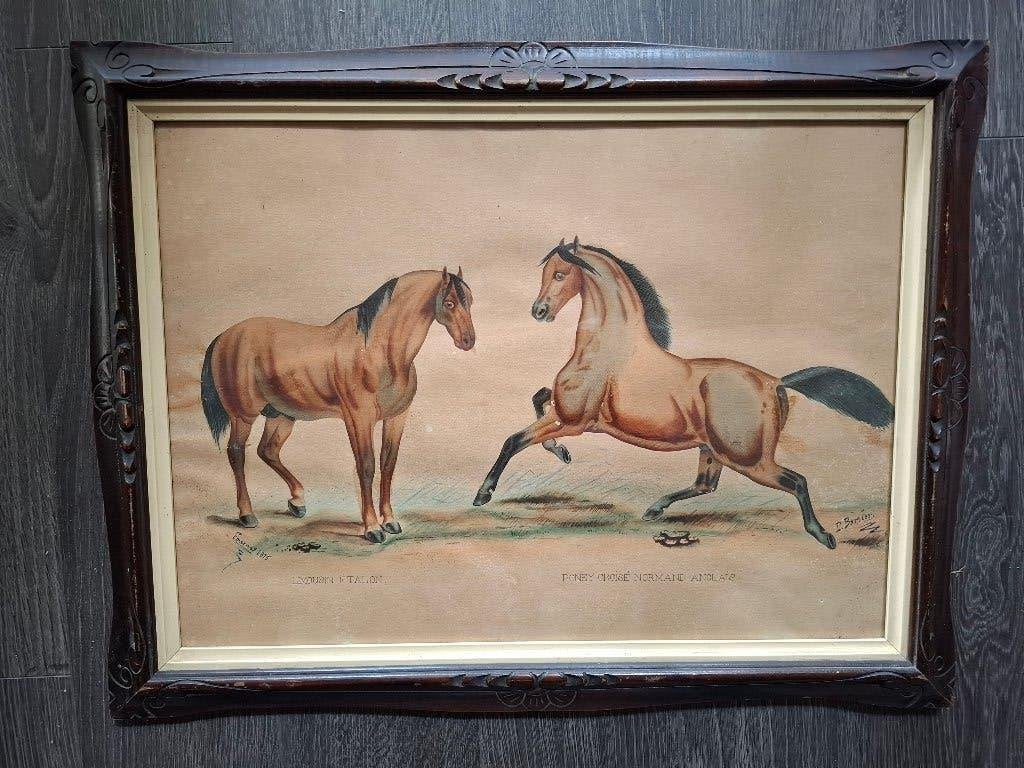 Antieke Franse Paardenprent uit 1875 (Fourney & Bartier), Ophalen