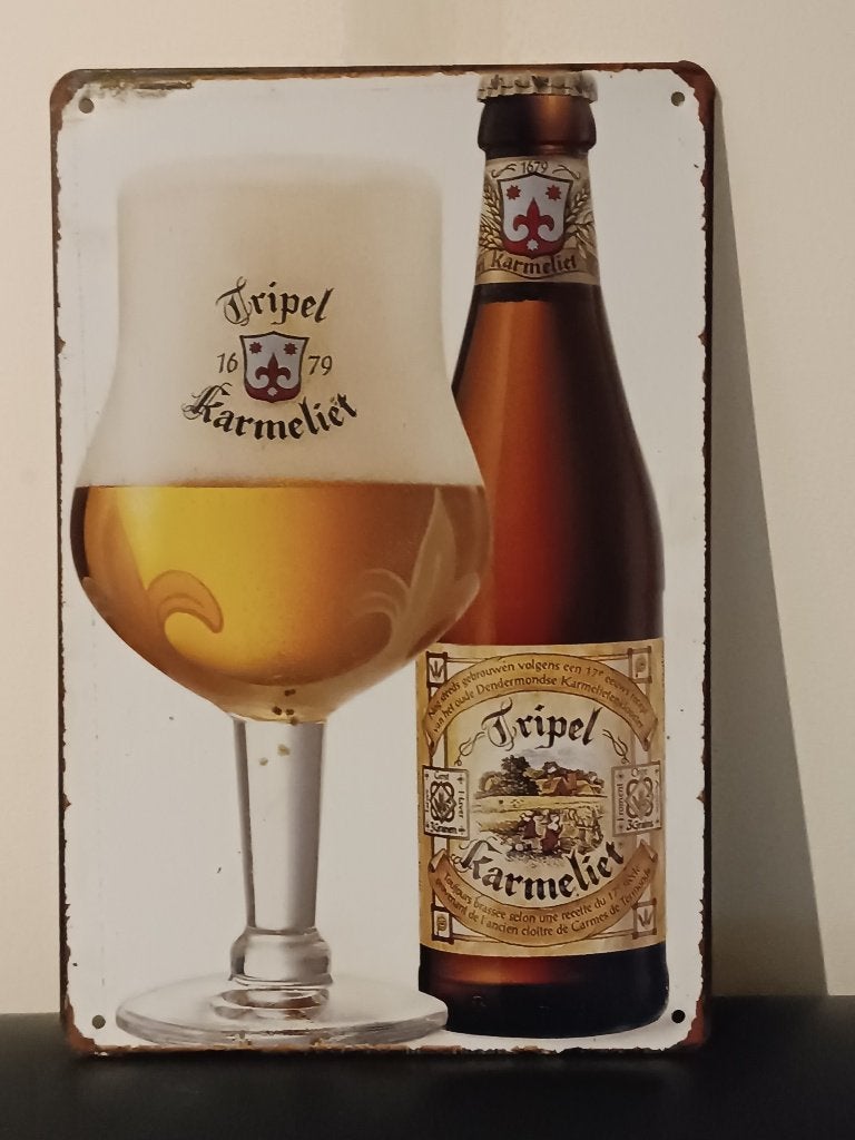 muurdecoratie Tripel Karmeliet, Metaal, 30 cm, 20 cm, Ophalen of Verzenden