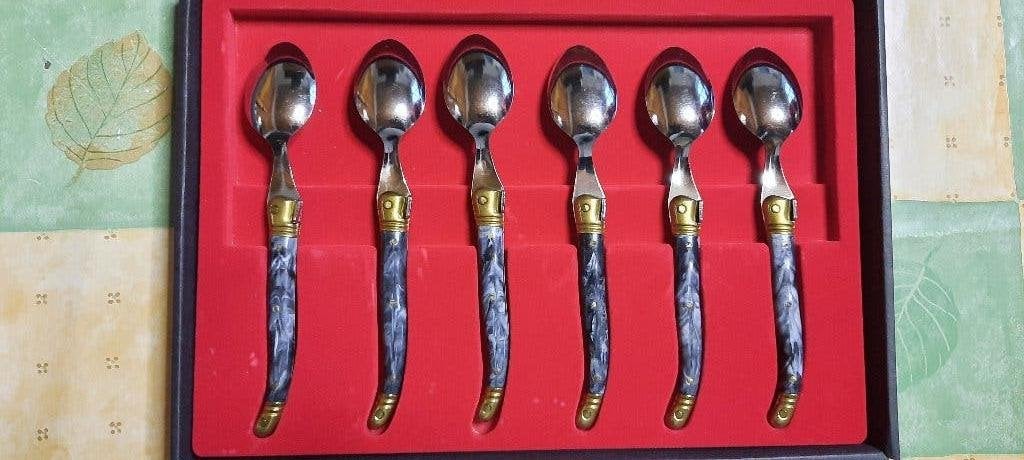 nieuw bestek set Laguiole donker marmer handvat, Ophalen of Verzenden, Nieuw, Laguiole, Slabestek