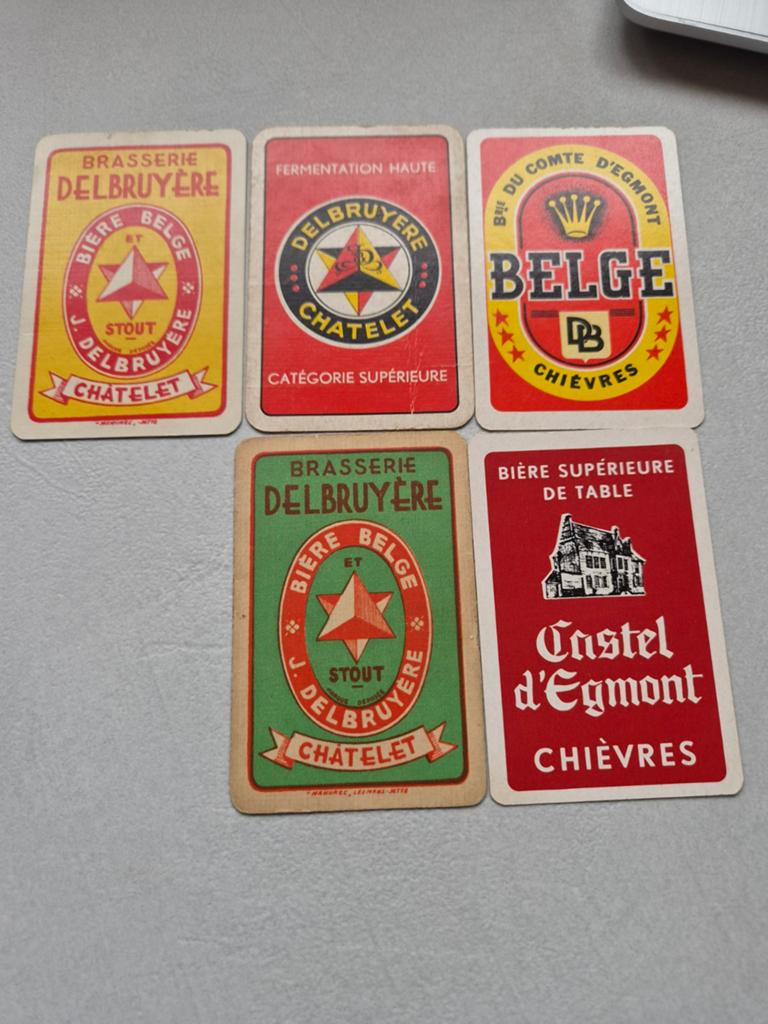 5 speelkaarten brasserie DELBRUYERE, Collections, Enlèvement ou Envoi, Carte(s) à jouer