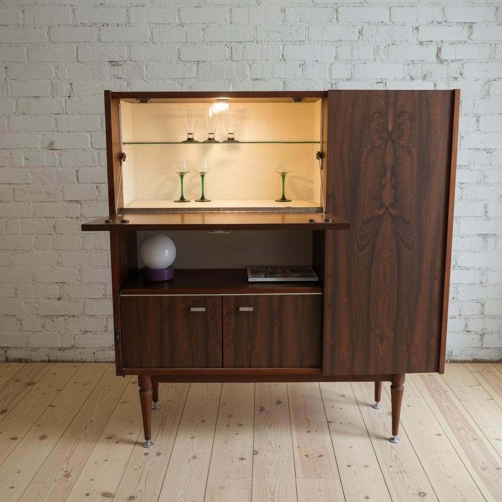 Armoire buffet vintage palissandre avec bar, Enlèvement ou Envoi