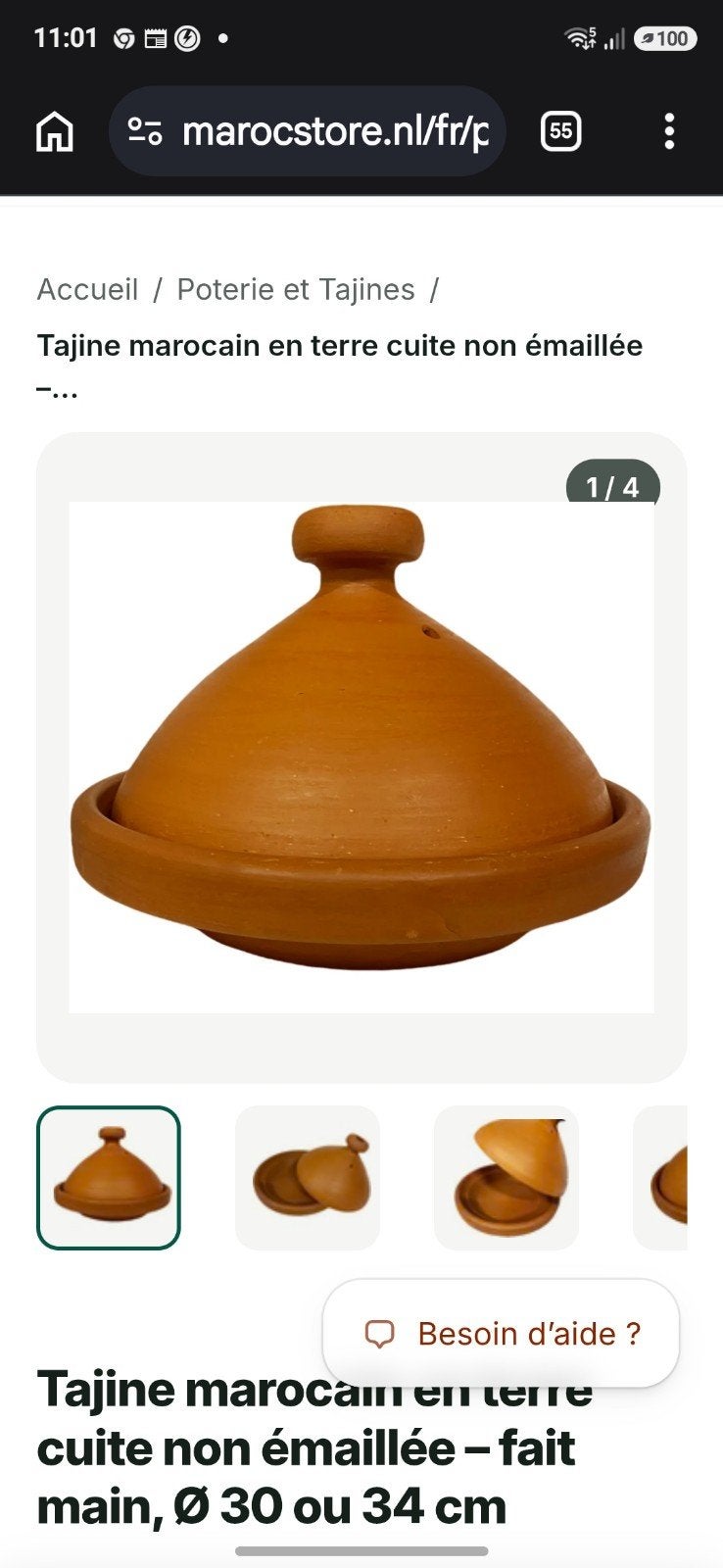tajine en terre cuite 30cm, Enlèvement, Utilisé, Tajine
