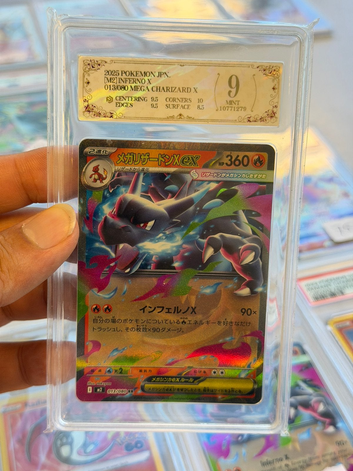 Mega Charizard X ex 013/080 RR PCG grade graded 9 Japan 2025, Hobby en Vrije tijd, Verzamelkaartspellen | Pokémon, Ophalen of Verzenden
