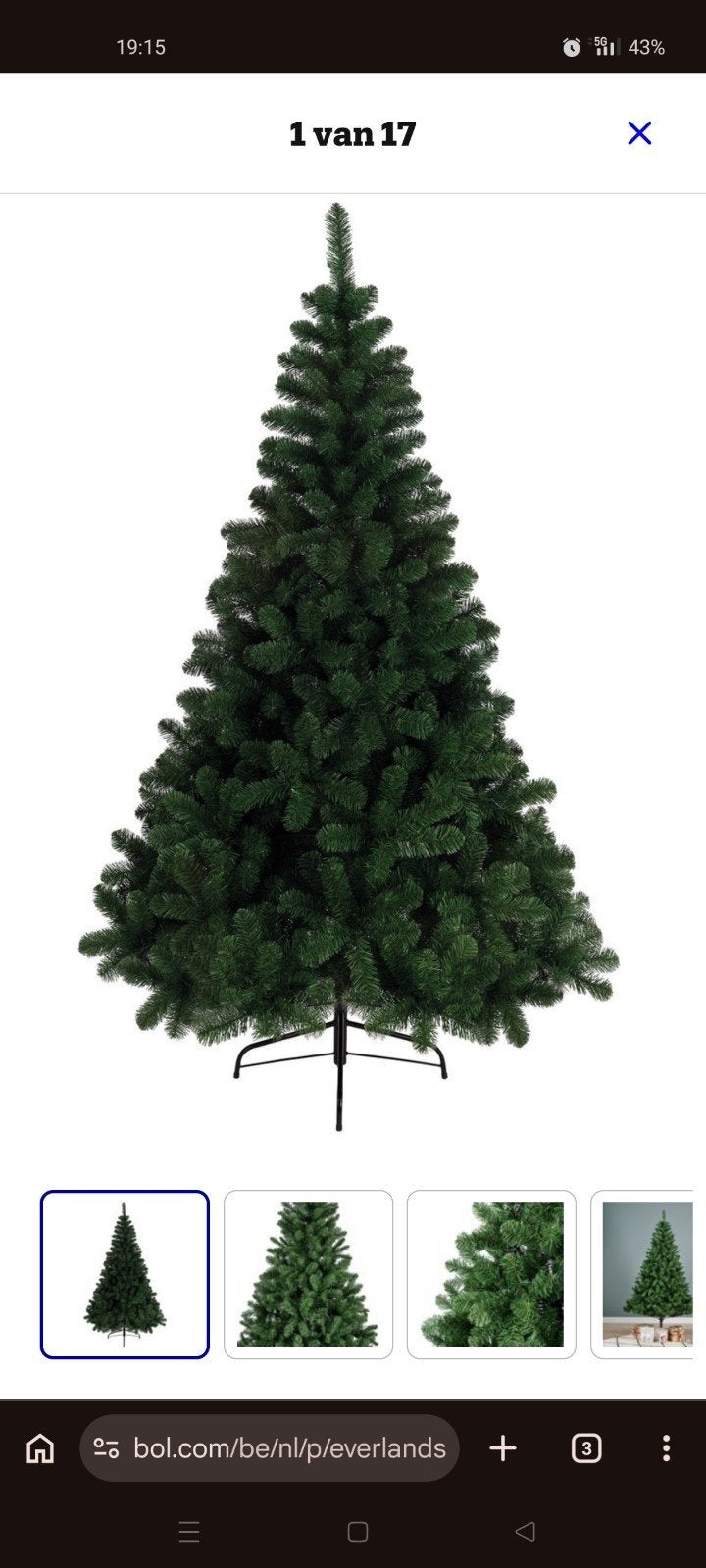 kerstboom everlands 210cm, Diversen, Ophalen, Zo goed als nieuw
