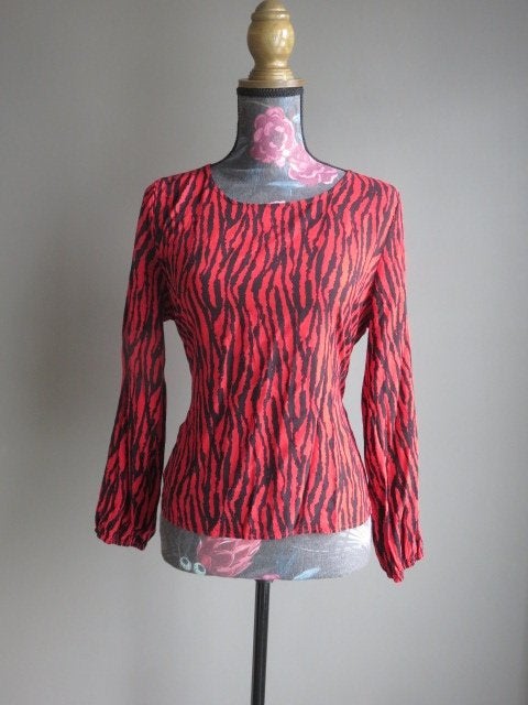Dames blouse / tuniek - rood-zwart - By Beau - Mt 40, Kleding | Dames, Blouses en Tunieken, Maat 38/40 (M), By Beau, Ophalen of Verzenden