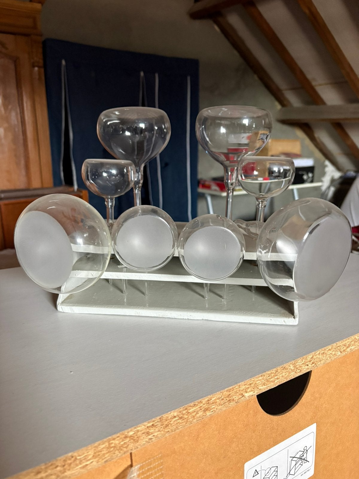 Vintage set medische schroefglazen, Huis en Inrichting, Ophalen, Vintage, Zo goed als nieuw, Overige typen