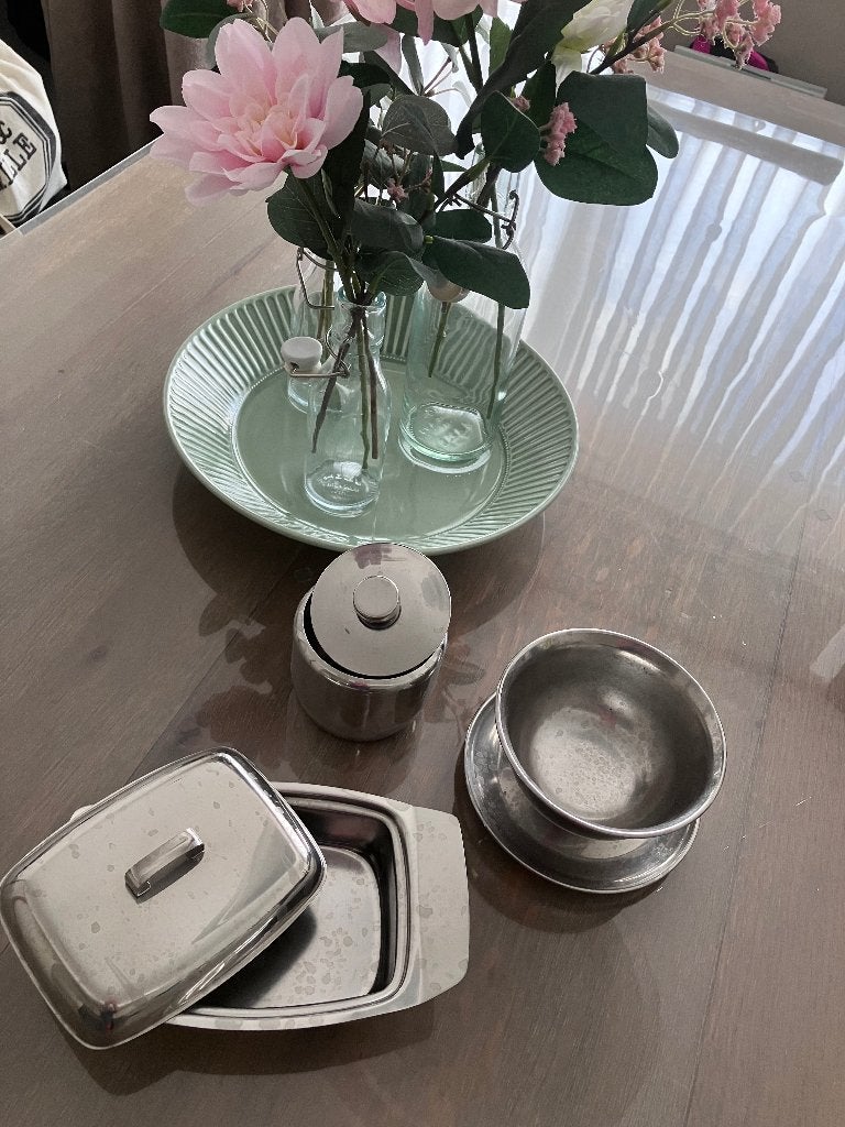 Botervloot/suikerpot/botervloot zonder deksel inox, Ophalen, Inox, Gebruikt, Overige typen