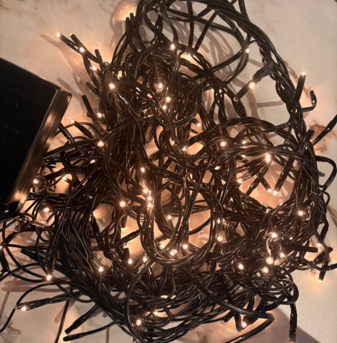 LED kerstverlichting warm wit – zwart snoer – 8 lichtstanden, Tuin en Terras, Ophalen, Zo goed als nieuw, Overige typen, Led