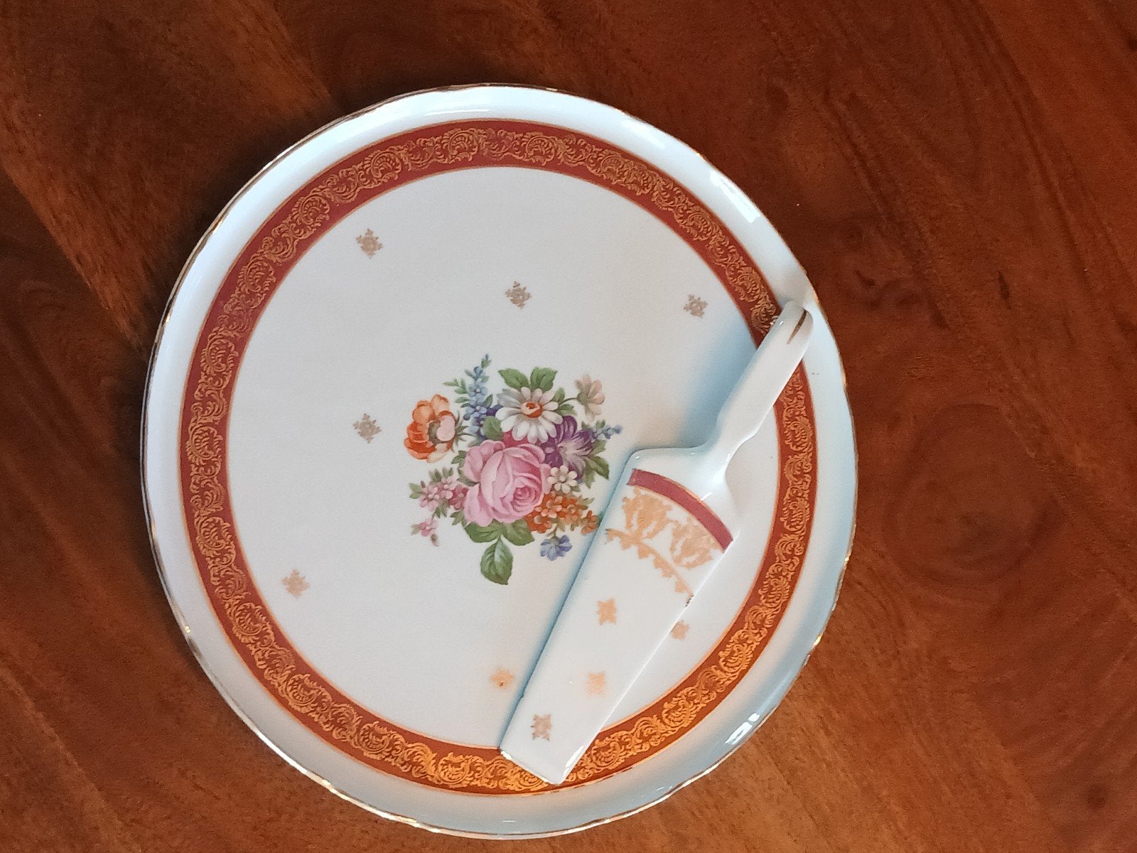 Service à tarte vintage en porcelaine – Plat + Pelle, Antiquités & Art, Enlèvement ou Envoi