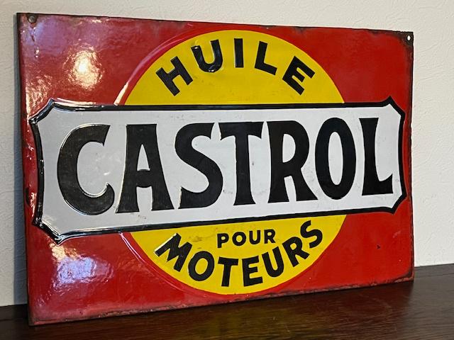 Dubbelzijdig emaillebord Huiles Castrol pour moteurs, Ophalen